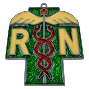 Handmade RN Registered Nurse Ornament Car Rearview Mirror Hanging Resin Glittery